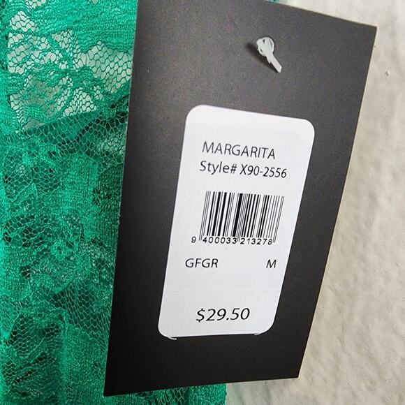 NEW Frederick's of Hollywood Margarita Green Sheer Floral Lace Teddy Bodysuit - Picture 5 of 10